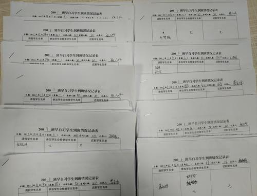 2.早自习学生到班情况记录表