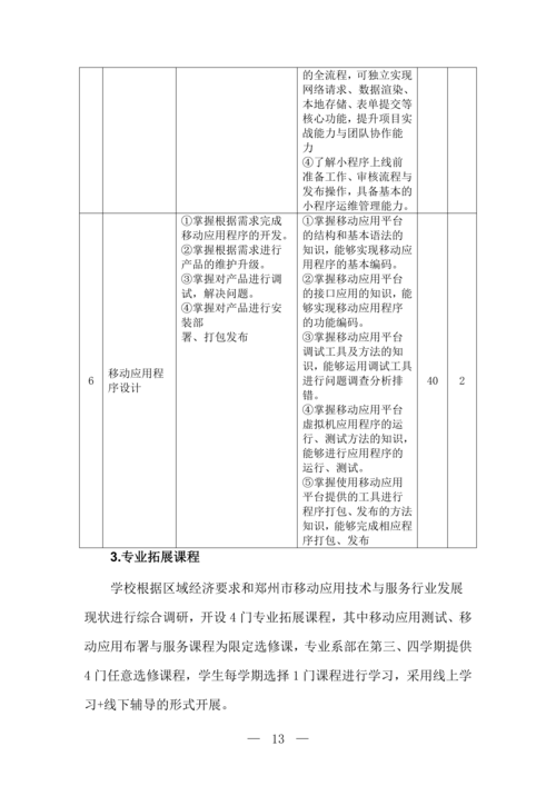 郑州市信息技术学校移动应用技术与服务专业人才培养方案(1)_14